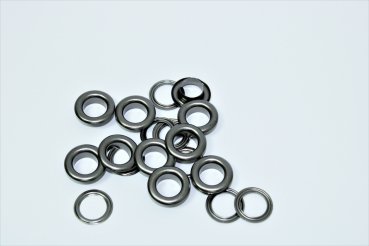 Bunte Ösen nähfrei mit Scheibe 8mm -schwarz metallic